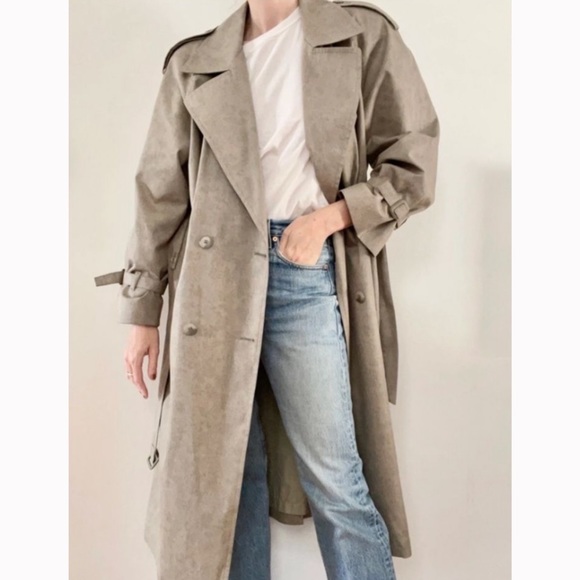 London Fog Jackets & Blazers - London Fog Women’s Double Breasted Trench Coat Tonal Floral Print Vintage